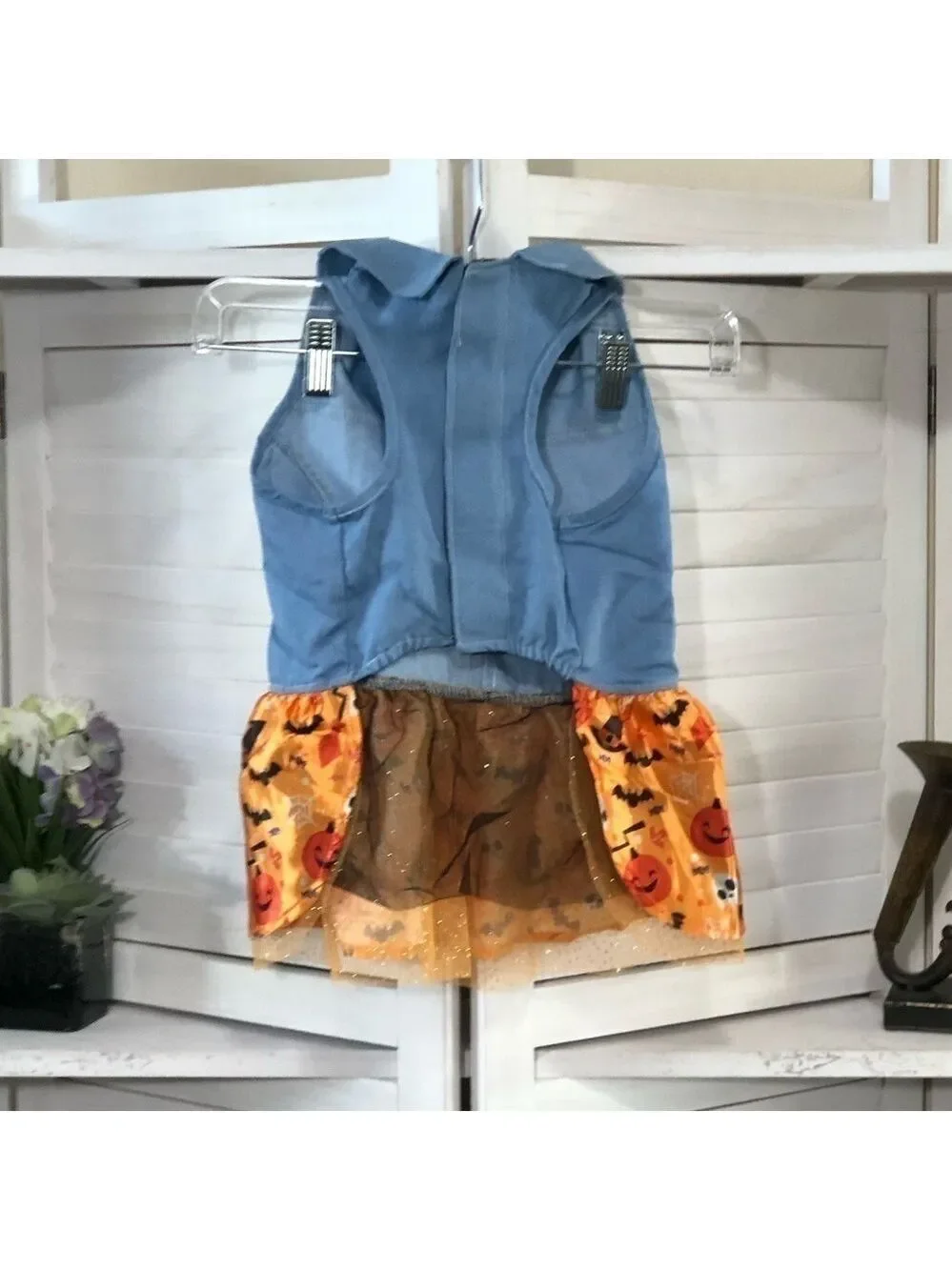 Frisco Dog Dress Blue Chambray Orange Pumpkins Tutu Medium
